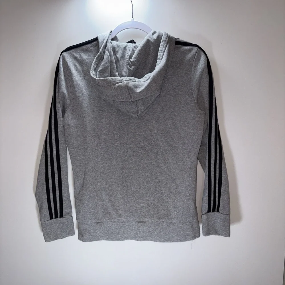 adidas Essentials 3-Stripes Full-Zip Hoodie‎ Men's Gray Fleece Athletic Size Med